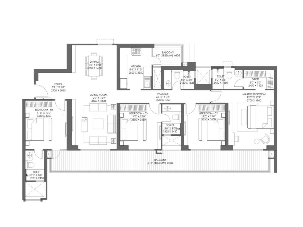 Godrej Majesty 4 BHK floor plan