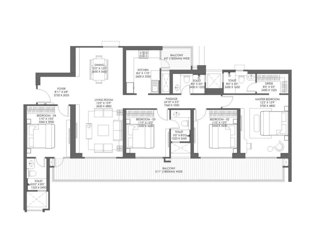 Godrej Majesty 4 BHK floor plan